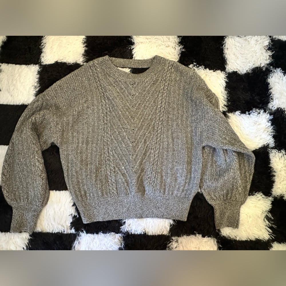 Gray Cable Knit Women's Sweater